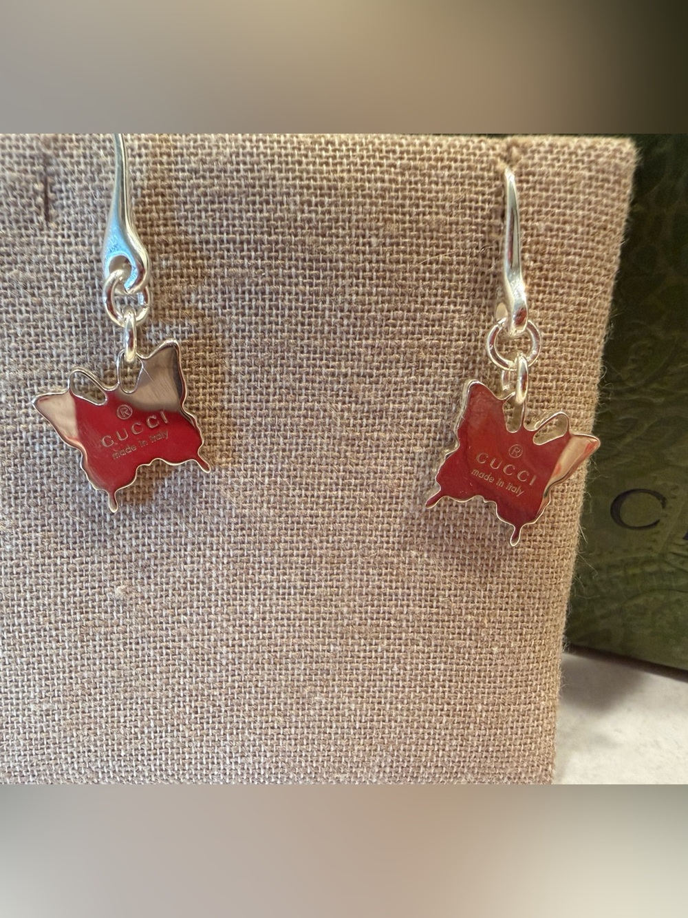 Earrings Gucci 925 Silver Butterfly Earrings NWT, with Gift Box and Pouch - Picture 3 of 4